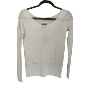 American Eagle Outfitter Cream Off Shoulder Long Sleeve Knit Sweater XS Prep Y2K